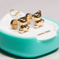 Aros Abridores De Oro 18kt Marca Ch Bolita Oso Osito Tic 18k 128.6 #160 en internet