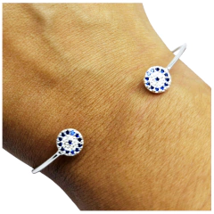 Esclava Plata 925 Circular Con Piedras Azules Y Blancas - comprar online