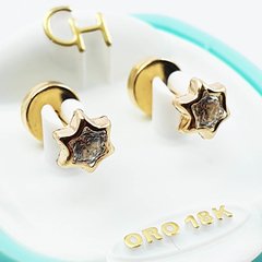 AROS ABRIDORES DE ORO 18KT MARCA CH ESTRELLA CON PIEDRA TIC 18K 57,8 #182