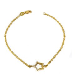 Pulsera De Oro 18kts Dama Con Piedras Estrella Singapur - 1,9Grs - Joyas Center