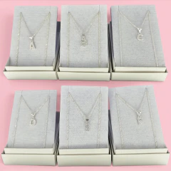 Collar Conjunto Plata 925 Inicial Con Piedras Mcs - C2339