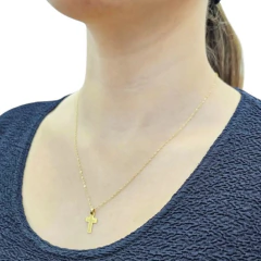 Imagen de Conjunto Cruz Oro 18kts Chica 45cm Bautismo Regalo