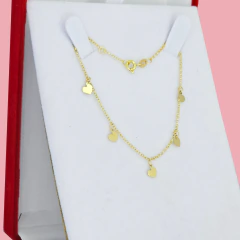 Pulsera Oro 18k Con Dijes 5 Corazones 1.3 Gr 18 Cm Tb- C2371 en internet