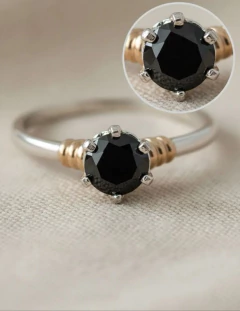 Imagen de ANILLO PLATA Y ORO SOLITARIO CINTILLO CON PIEDRA DE COLOR ROJO AMBAR VERDE CLARO VIOLETA AMARILLO CELESTE ROSA NEGRA VERDE OSCURO