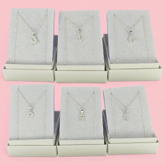 Collar Conjunto Plata 925 Inicial Con Piedras Mcs - C2339 - Joyas Center