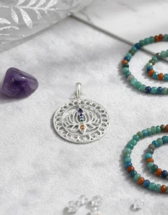 Dije Mándala Plata 925 Con Piedras Cubic C2056