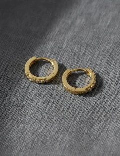 Aros Oro 18k Italianos Piedras 10 Mm 1.3 Gr Pr - 0i - C2314 - Joyas Center