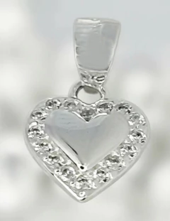 Dije Corazón Plata 925 Pulido Con Piedra Cubic C2055 - comprar online