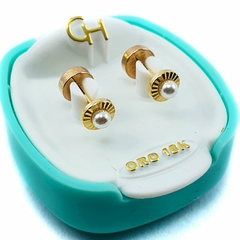 AROS ABRIDORES DE ORO 18KT MARCA CH FACETADOS CON PERLA CULTIVADA TIC 18K 60,95 #118 - comprar online
