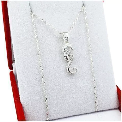 Collar De Plata Cadena Plata 925 Italiana Hipocampo 2,5Grs -
