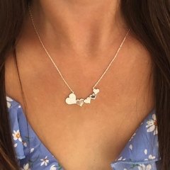 Collar De Plata 925 Corazones Piedras -3,2Grs -