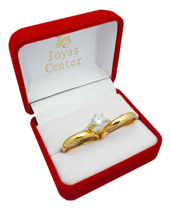 Alianzas Oro 18k 3 GRAMOS El Par GRABADO CON CINTILLO PLATA Y ORO Y ESTUCHE DE PANA - comprar online