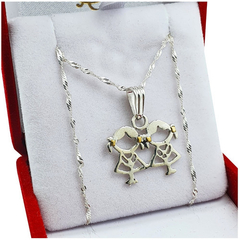 Dijes Nena Nena Plata Y Oro Regalo Para Mama + Cadena 45 Cm