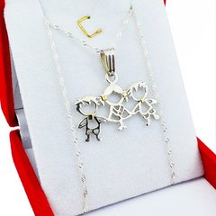 Dijes Nene Nena Plata Y Oro Regalo Para Mama + Cadena 45 Cm -