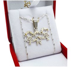 Dijes Nena Nene Nena Plata Y Oro + Cadena 45 Cm -