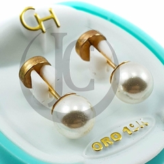 AROS ABRIDORES DE ORO 18KT MARCA CH PERLITAS CULTIVADAS SUPER GRANDE TIC SELLO 18K CH - 51.09 #115