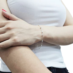 Pulsera Plata 925 Cola De Raton Con Bolitas 18/20 Cm C2005 Plateado 18 Cm 5.7 Cm en internet