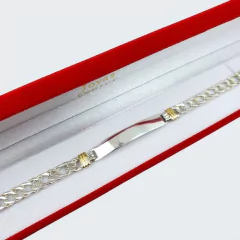 Pulsera Identidad Plata Y Oro Grabado incluido Pulseras Hombre - - comprar online