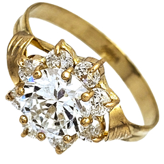 Anillo Oro 18k Modelo Roseta Piedra Cuadrada Mujer 2,6 Gr - comprar online