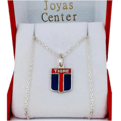 Conjunto Escudo Tigre Plata 925 Cadena Forcet -