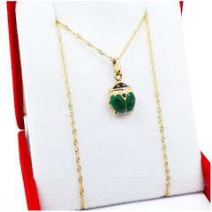 Conjunto Oro 18 K Cadena 45 Cm + Dije Vaquita Mariquita