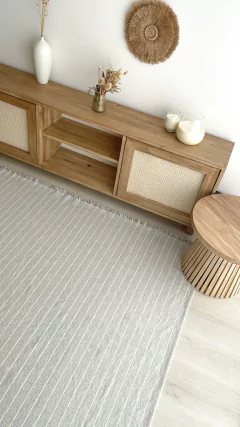 ALFOMBRA LIVIANA/MANTA AZUCENA 100% ALGODON - GRIS RAYA CRUDO - comprar online