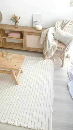 ALFOMBRA LIVIANA/MANTA AZUCENA 100% ALGODON - CRUDO RAYA GRIS