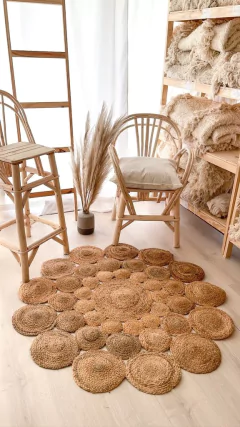 ALFOMBRA DOT DE YUTE TRENZADO (120 CMS) - HENA & CO.