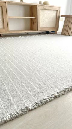 ALFOMBRA LIVIANA/MANTA AZUCENA 100% ALGODON - GRIS RAYA CRUDO