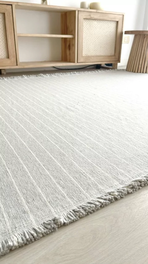 ALFOMBRA LIVIANA/MANTA AZUCENA 100% ALGODON - GRIS RAYA CRUDO