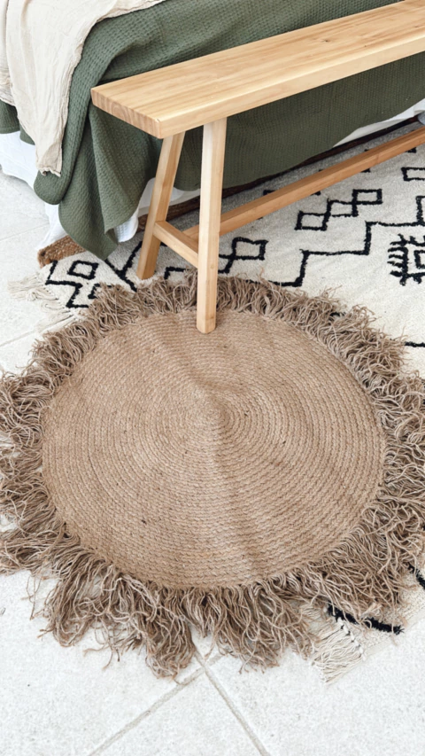 ALFOMBRA YUTE CON FLECOS DE 90 CMS - comprar online