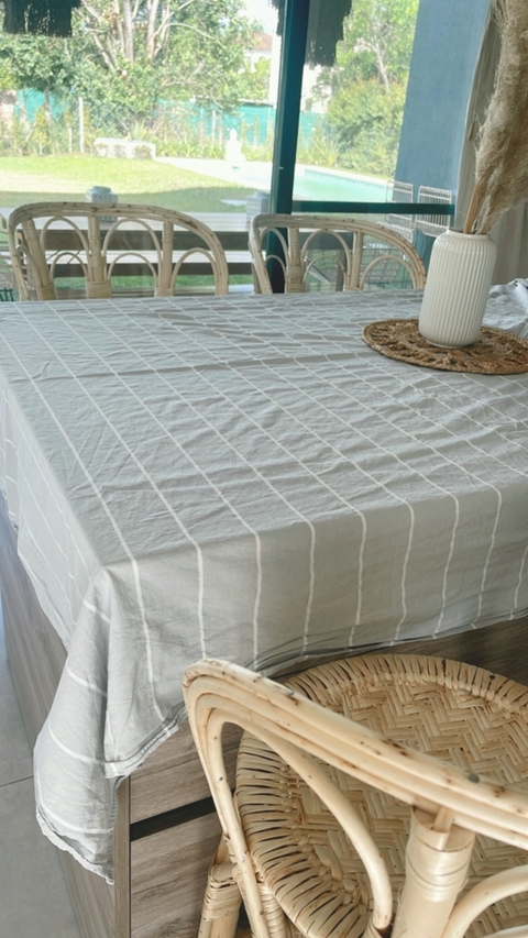 MANTEL ISABEL GRIS LINEAS OFF WHITE - 150X300