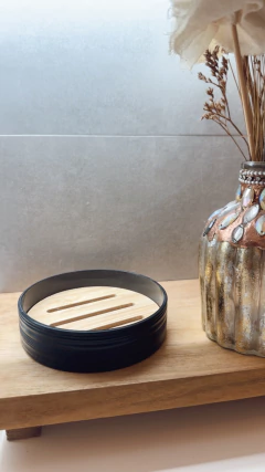 JABONERA PLASTICA BAMBU - NEGRA - comprar online