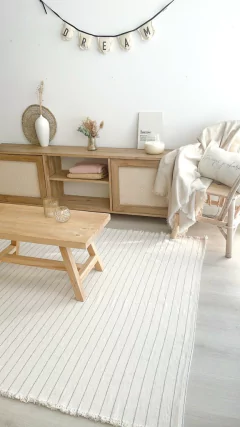 ALFOMBRA LIVIANA/MANTA AZUCENA 100% ALGODON - CRUDO RAYA GRIS en internet