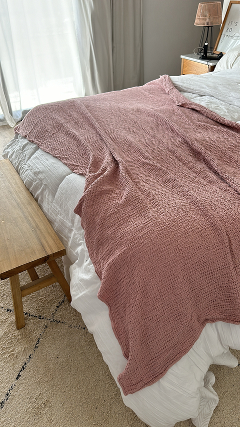 MANTA WAFFLE ROSA VINTAGE - 130X240 CMS