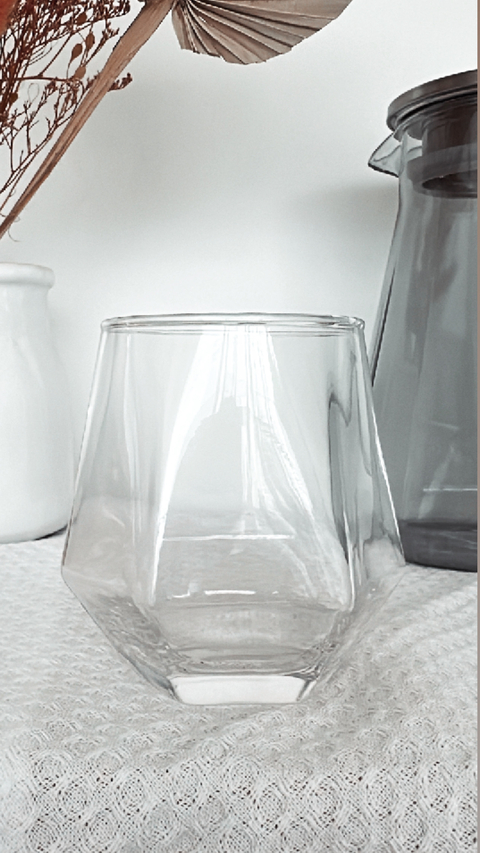 SET X 6 VASOS VIDRIO HEXAGONAL TRANSPARENTE - comprar online