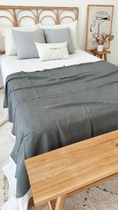 MANTA WAFFLE GRIS ELEFANTE - 130X240 CMS en internet