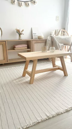 ALFOMBRA LIVIANA/MANTA AZUCENA 100% ALGODON - CRUDO RAYA GRIS - comprar online