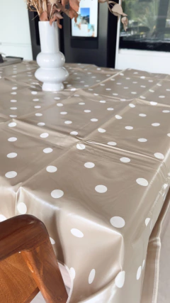 MANTEL PVC BEIGE LUNARES - comprar online