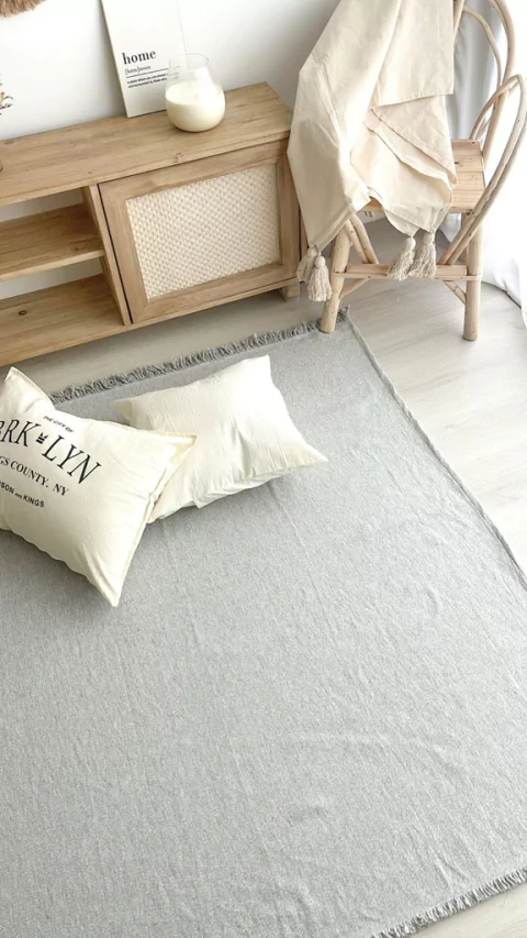 ALFOMBRA LIVIANA/MANTA JUANA 100% ALGODON - GRIS