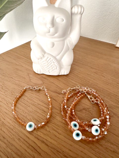 Pulsera OJO con cristal de roca AMBAR