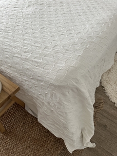 CUBRECAMA AJEDREZ NATURAL - 260X260 CMS - comprar online