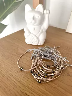 Pulsera CORAZON DORADO - mostacillas checas partidas perladas