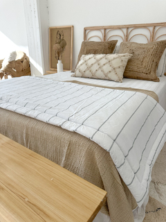 PILLOW ISABEL OFF WHITE LINEAS GRIS AMBOS LADOS - 70X190 CMS - HENA & CO.