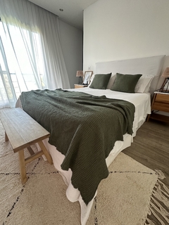 MANTA WAFFLE VERDE OSCURO - 130X240 CMS