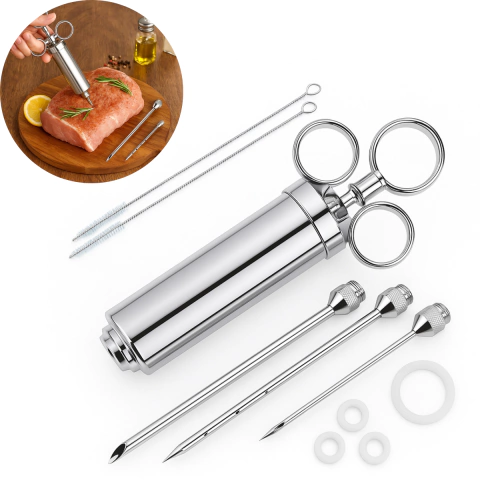 Kit Injetor de Marinada 60ml em Aço Inox 304 com 3 Agulhas – Intensifique o Sabor da Sua Carne - comprar online