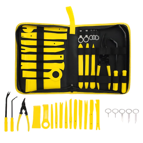 Kit Saca Presilha Automotivo 19 Peças – Espátulas e Removedores para Painel, Som e Insulfilm