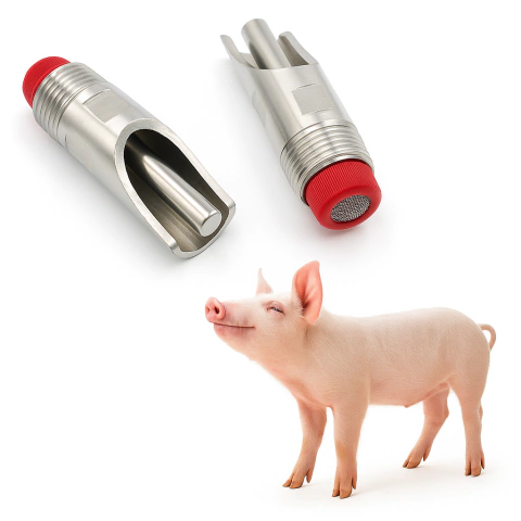 Kit 5 Bebedouros Automáticos Tipo Chupeta para Suínos Adultos – Inox 1/2” Antigotejamento