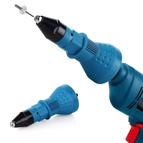 Cabeçote Rebitador p/ Furadeira ou Parafusadeira – 4 Ponteiras, Aço Reforçado, Até 4,8mm - comprar online