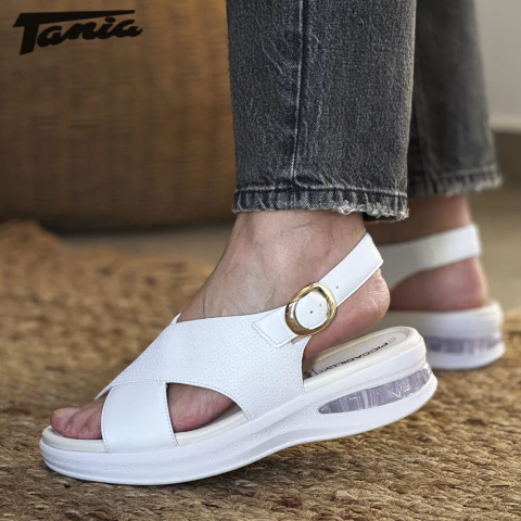 Sandalia Softstep Blanca Cruzada - comprar online